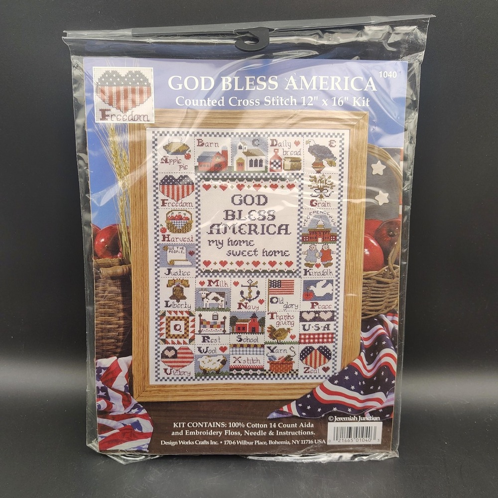 Vintage Design Works Crafts Cross Stitch Kit 12 x 16" Patriotic Americana Kit